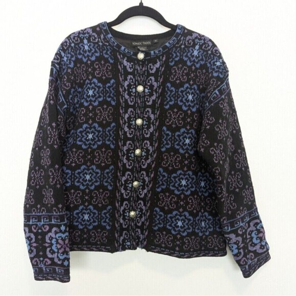 Nomadic Trading Cardigan Womens Size M Purple Lambswool Jacket - Picture 1 of 10